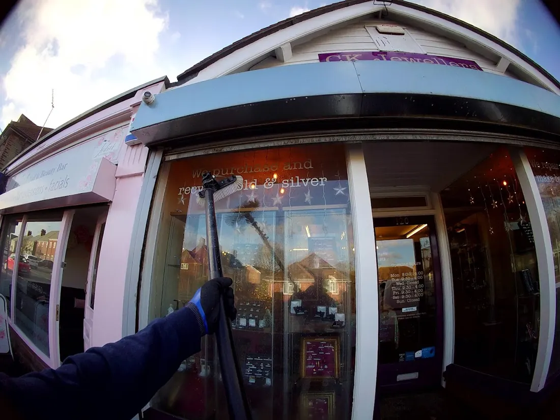 Commercial shopfront window cleaning on Tiptree High Street